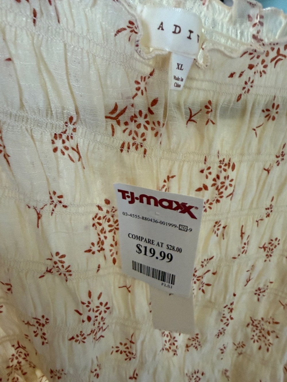 Adiva Cream Blouse with Rust Floral Print - Picture 2 of 2